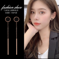 Ear clip earrings 2021 New Tide long circle earrings tassel vintage ear jewelry sterling silver earrings female