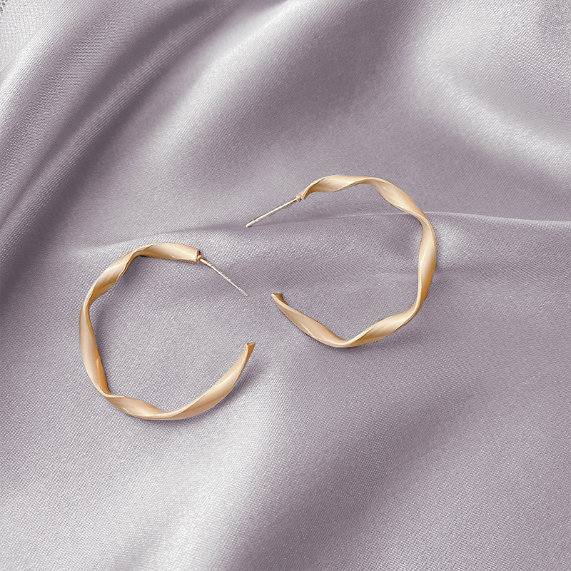 Korea Exaggerated Personality Circle Ear Needle Frosted Irregular Minimalist Design Sense Earrings Round 100 Hitch Ear Pendant