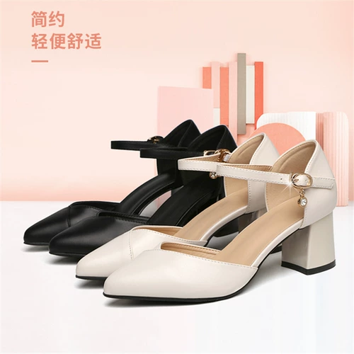 Сандалии, летняя универсальная обувь на высоком каблуке с заостренным носом для кожаной обуви, 2020