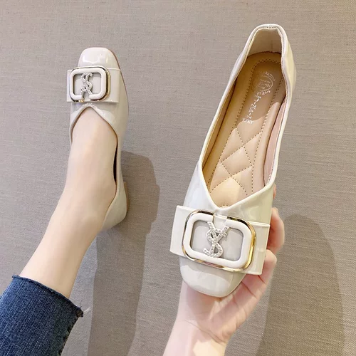 Бежевые туфли, универсальная обувь, европейский стиль, мягкая подошва, в стиле Шанель, 2020