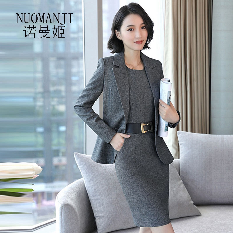 Norman Ji New Woman Fashion Business Temperament Foreign Dress Career Fit Slim High End Suit Suit 2021
