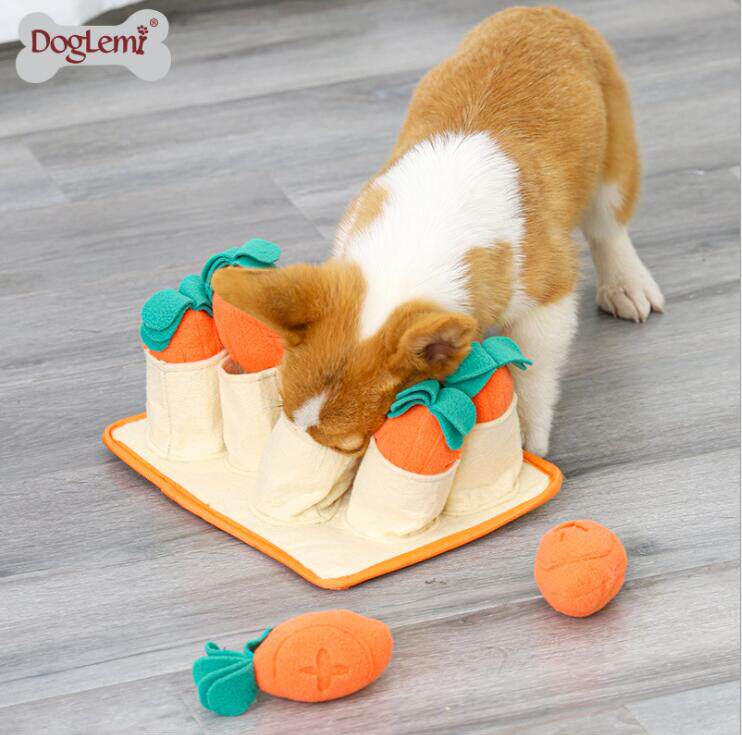 Small Puppy Toy Plush Pet Toy Plush Vegetable Ground Mat Rabbit plush Puzzle Grindle resistant to bite