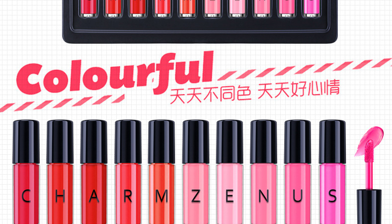 Sứ trang điểm Lip Gloss 10 Mini Trang điểm cho người mới bắt đầu Bộ dưỡng ẩm Giữ ẩm lâu dài Mẫu hộp quà tặng Son môi - Bộ trang điểm son dưỡng môi innisfree