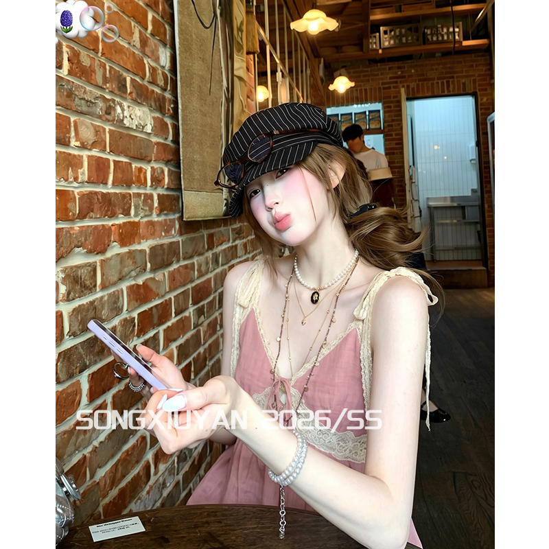 Song Xiuyan Seniors Dopamine Pink Lace V-Neck Camisole Summer Age-Reducing Sleeveless Top Song Xiuyan Seniors Dopamine Pink Lace V-Neck Camisole Summer Age-Reducing Sleeveless Top