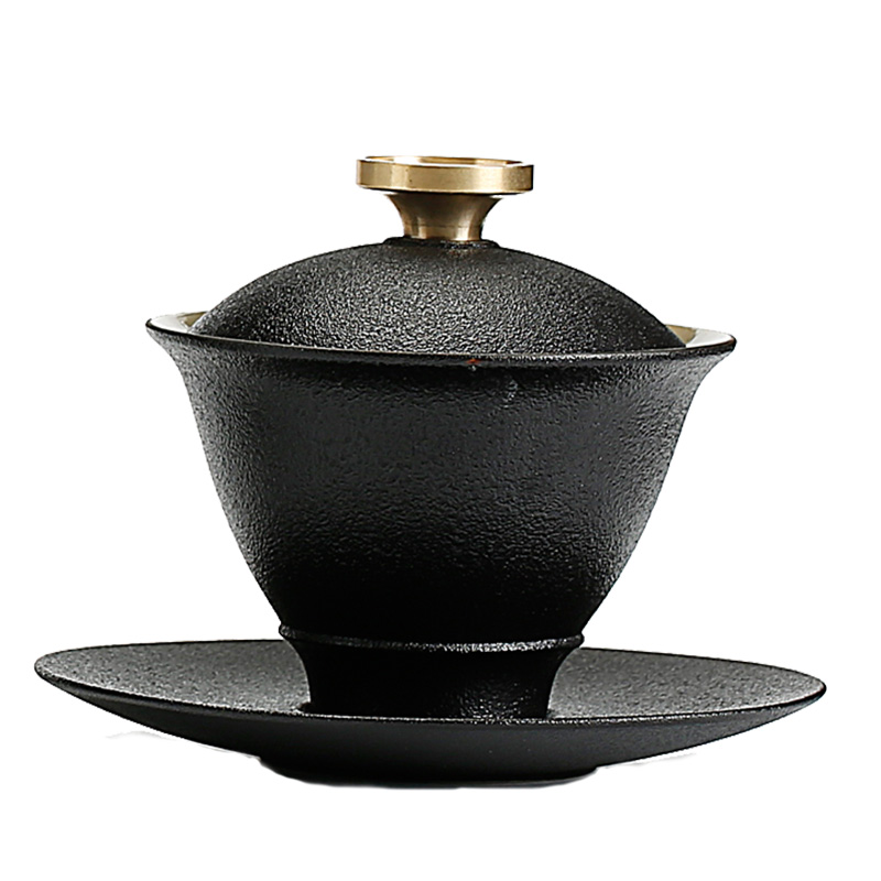 The Back only on tureen of black ceramic kung fu tea set three large tea ware coarse pottery prevent iron bowl sheet is tasted