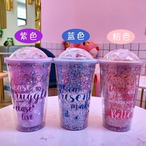 Net red water cup creative trend girl heart plastic straw adult leak-proof Cup children student Korean version
