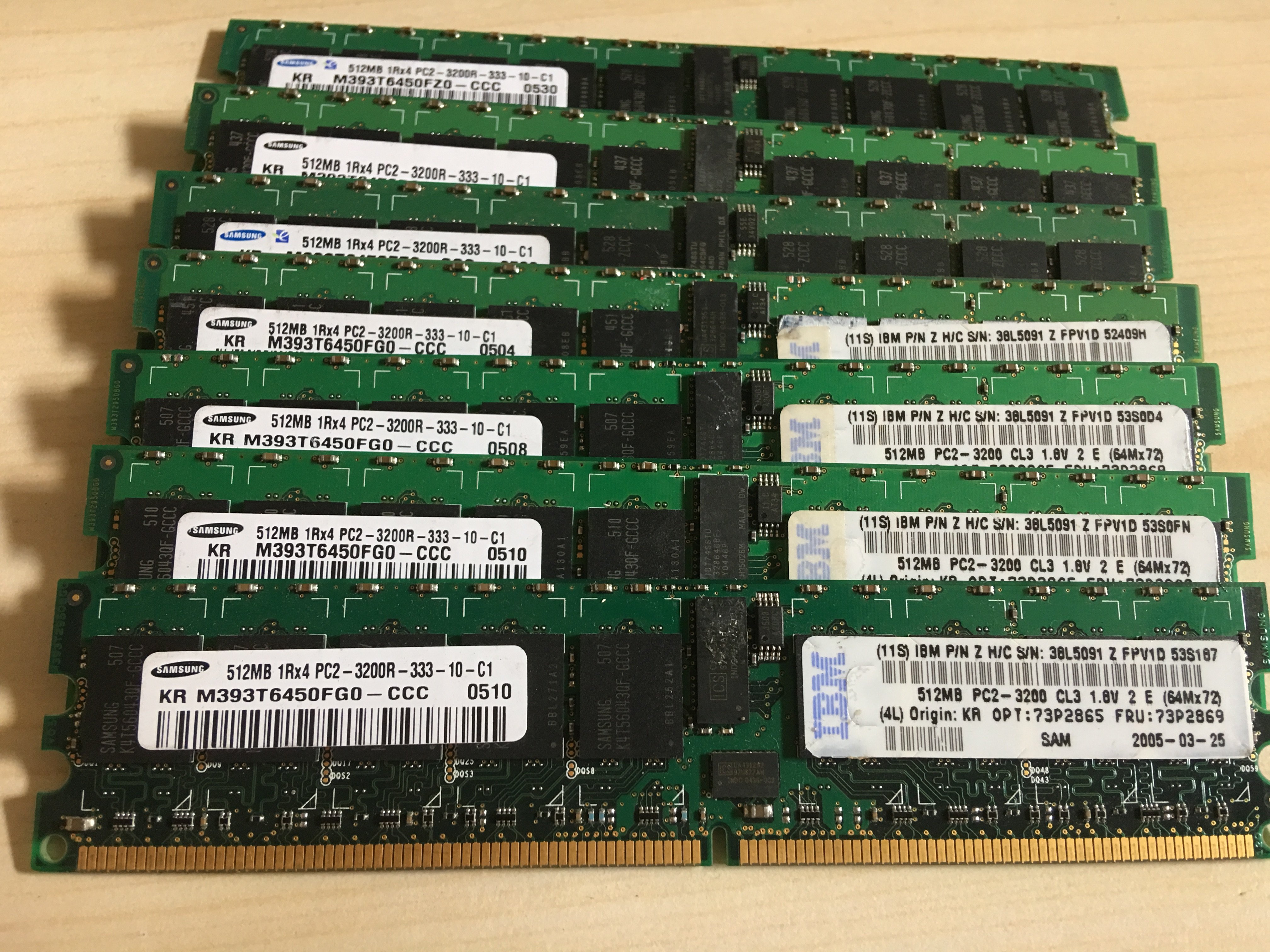Samsung IBM 512MB 1R*4 PC2-3200R Server Memory 38L5091