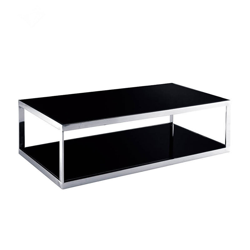 Lingpeng furniture simple modern office coffee table combination office coffee table meet guest tempered glass stainless steel coffee table