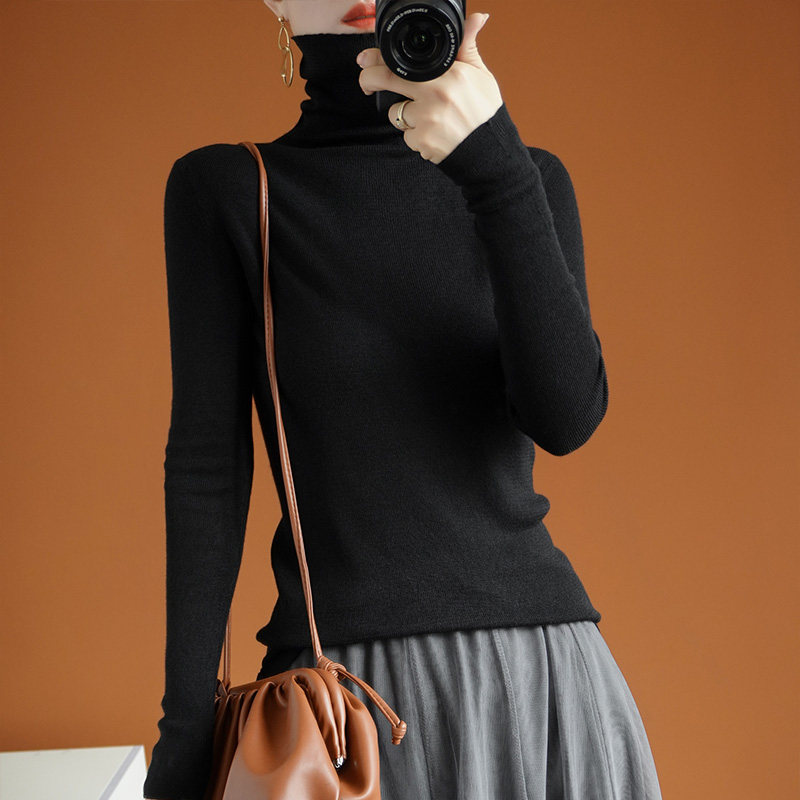 High-neck wool bottoming shirt women's 2020 autumn and winter new slim fit long-sleeved pullover sweater thin knitted sweater