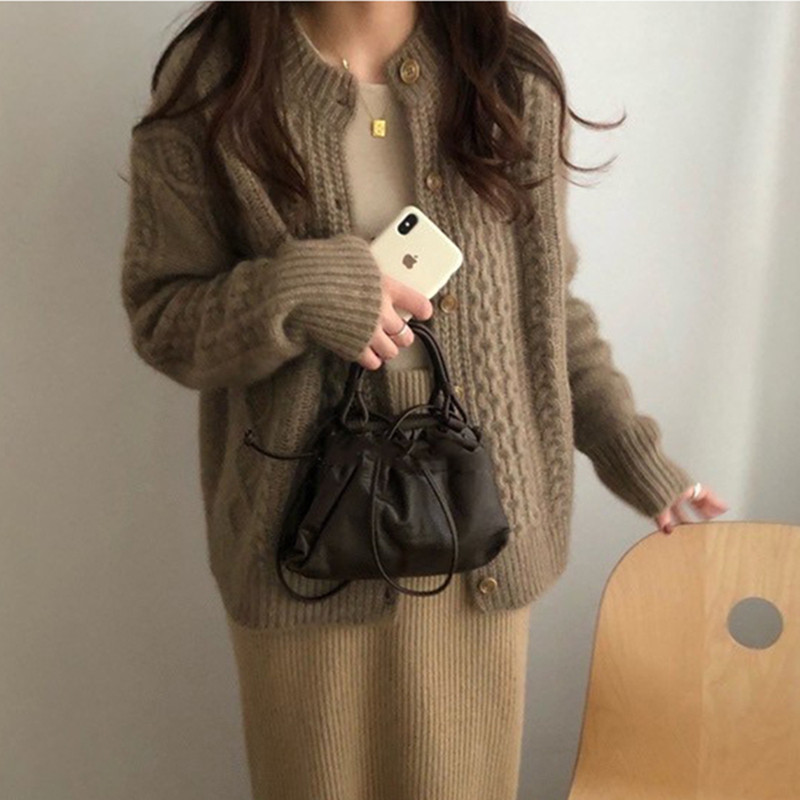 Retro knitting knitting sweater 100 % pure wool 2020 new thickened Han - edition loose sweater coat