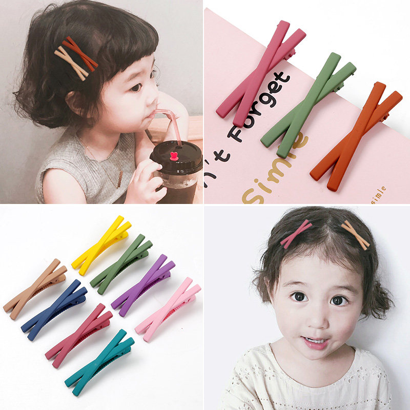 Children's candy hair net red in color hair accessories Korean girl cute little clip girl cross hair clip