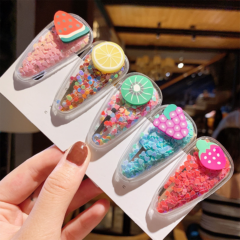 Korean-style sofa clip children's fruit cute hair clip headdress girls ins color clip does not hurt hair bangs clip