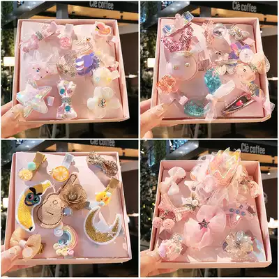 Korean girl baby hairclip female Princess Crown headgear baby hairclip does not hurt hair children hair accessories gift box set set