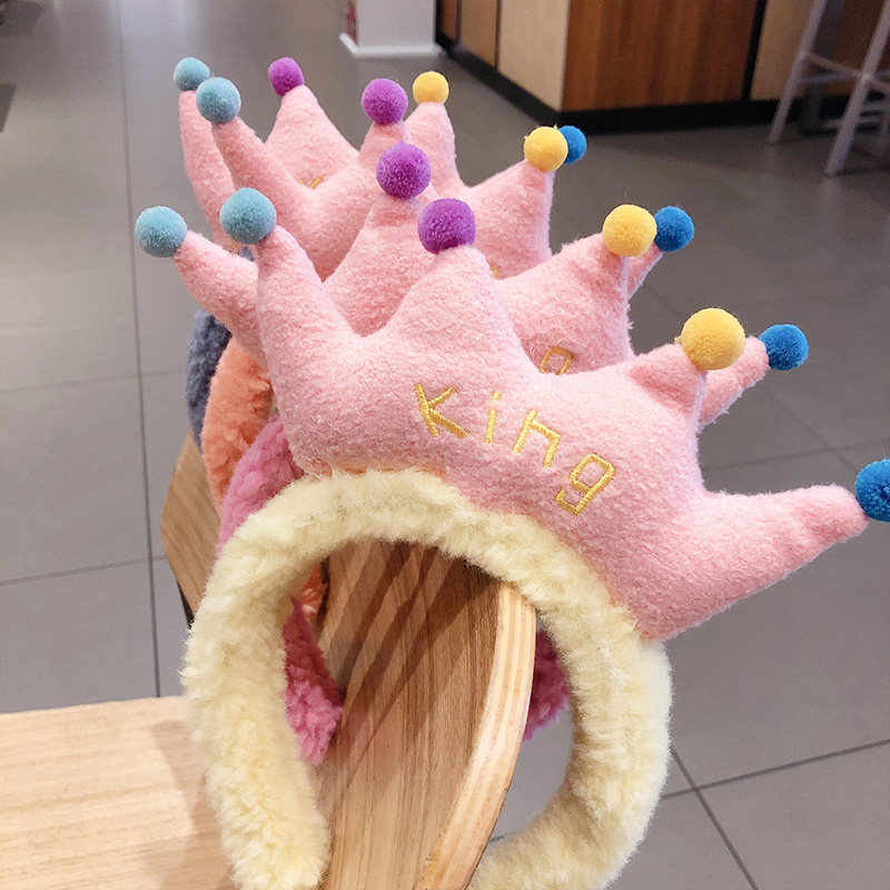 Child Crown Hair Stirrup Headwear Princess Wash face bouquet with Korean Cartoon Cute Crown Hair Hoop Hairpin Hairpin Girl