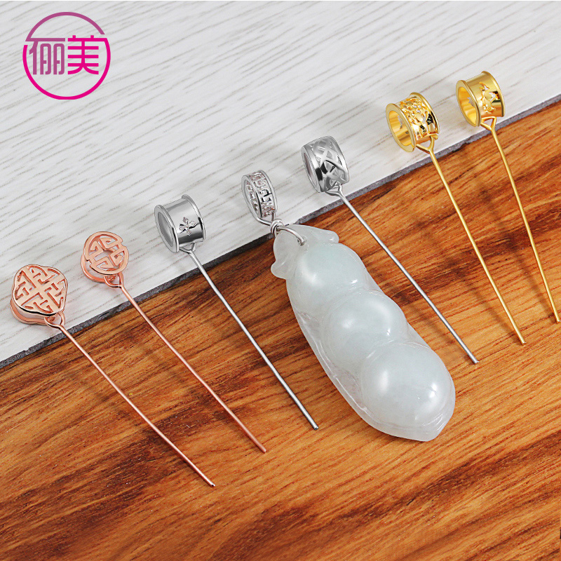 Pendant buckle melon Leather Strap Head Crooked Hole Italy Jade Silver Buckle Jade Strap Head Men And Women 925 Silver Belt Head Diy Emerald Accessories