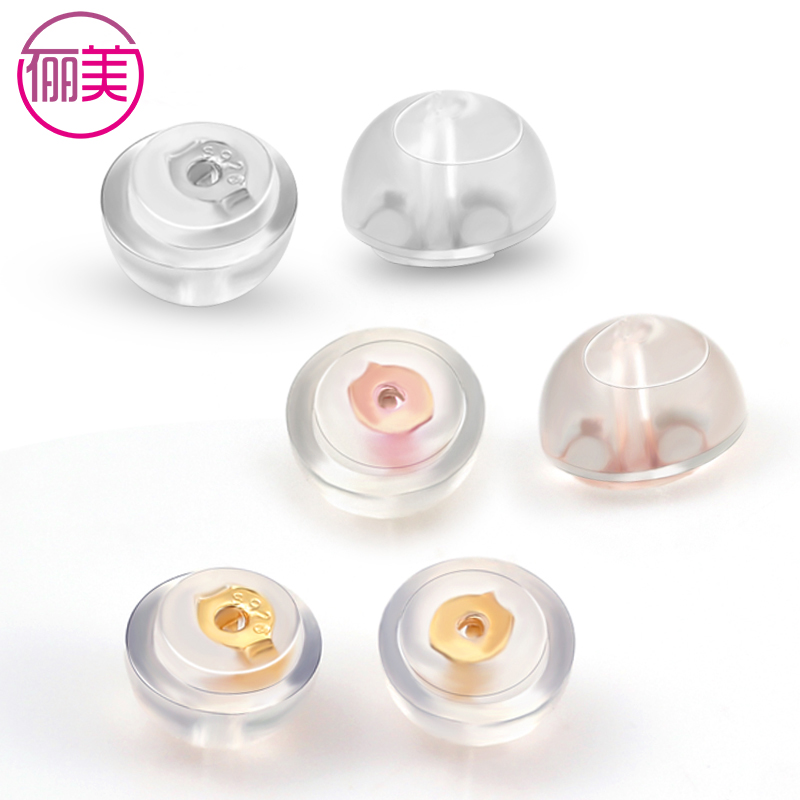 Silicone earplug transparent anti-slip waterproof ear pin plug earring plug pure silver earbuds ear plug ear back ear button not easy to allergy