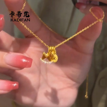 The gold store's same alluvial gold necklace will make money immediately, new diamond rocking horse coin pendant, 2024 hot style gift giving