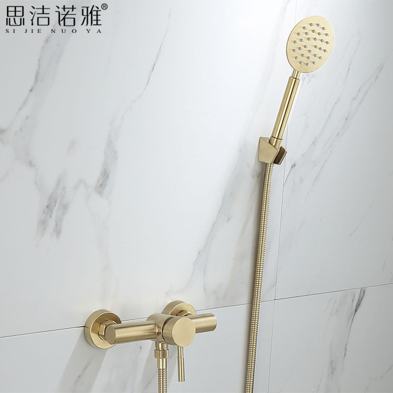 Sclean Noja Nordic Drawing Gold Bathtub Tap Shower Suit Home Cold Water Shower Easy Shower gold