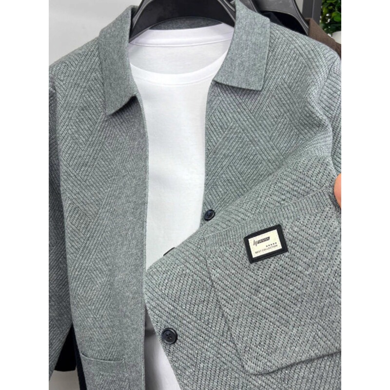Men's Cardigan Knit Sweater Shawl Coat Diamond Jacquard Trendy Slim-Fit Autumn Men's Casual Turn-Down Collar Top Men's Cardigan Knit Sweater Shawl Coat Diamond Jacquard Trendy Slim-Fit Autumn Men's Casual Turn-Down Collar Top