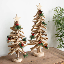 Handmade wooden luminous red fruit Christmas tree home Christmas decoration shopping mall hotel shop Christmas decoration arrangement
