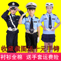 Childrens police costume performance costume black cat sheriff uniform boy police officer clothes small traffic police kindergarten police uniform six one