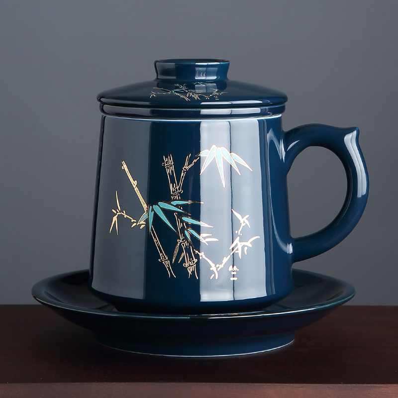 Tea separation tea cup with cover filter boss cup office men high-end household ceramic water cup customization