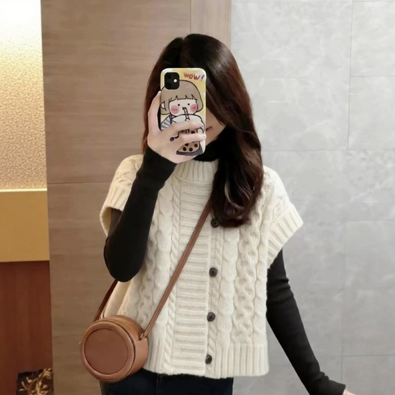 Lazy Style Retro Twist-Knit Vest for Women, Suitable for Spring, Autumn, and Winter, Stylish Layered Sweater Vest, Sleeveless High-End Top Lazy Style Retro Twist-Knit Vest for Women, Suitable for Spring, Autumn, and Winter, Stylish Layered Sweater Vest, Sleeveless High-End Top