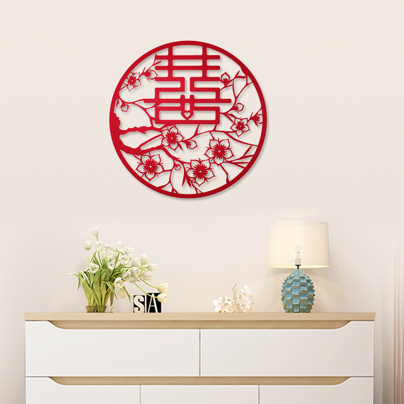 Zhuo Ce non-woven hi word door sticker male and female wedding room decoration wedding large net red xi zi glass window flower decoration