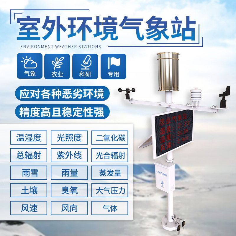 Campus outdoor climate monitoring station Small weather station Temperature and humidity Rainfall Wind speed Wind direction Meteorological instrument Meteorological station
