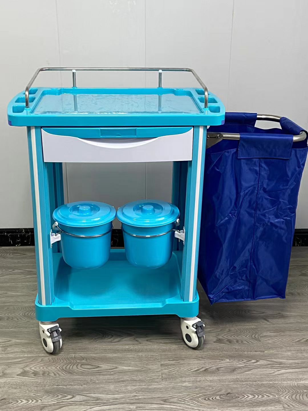 New morning care car dirt truck multi-functional dirty clothes cleaning cart hospital garbage sweep bed trolley