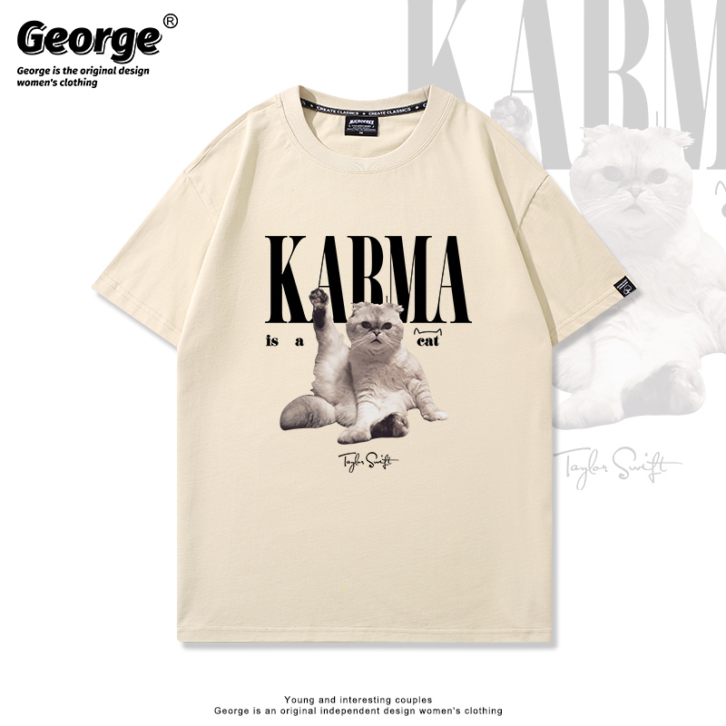 Taylor Swift Style T-Shirt, Short-Sleeved, Featuring a Cat Design, Concert Merchandise, the Eras Tour