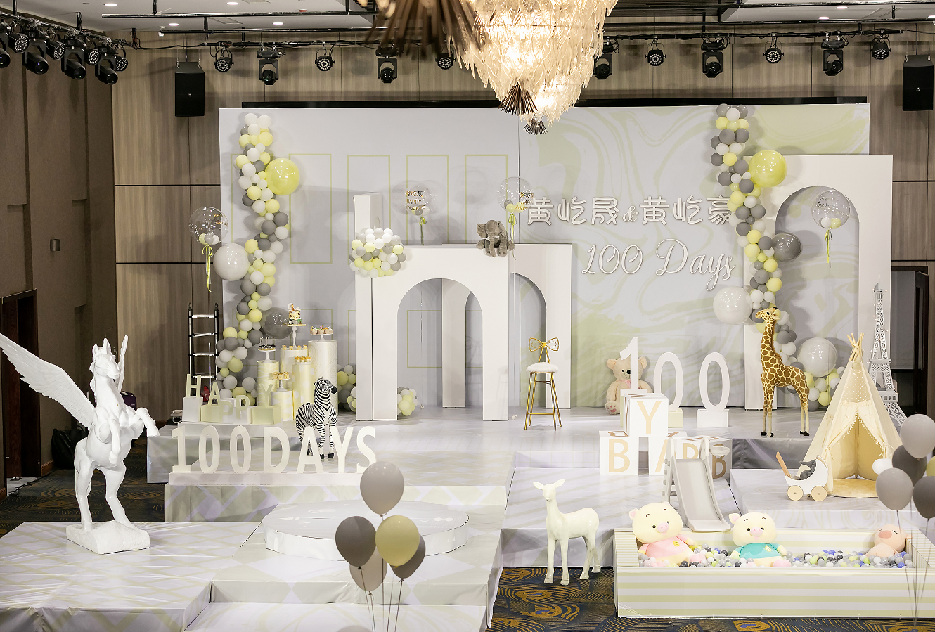 Hangzhou Baby Banquet Birthday Decoration Scene Arrangement Male Baby Ins Balloon Background Wall Children Female Subject Goods