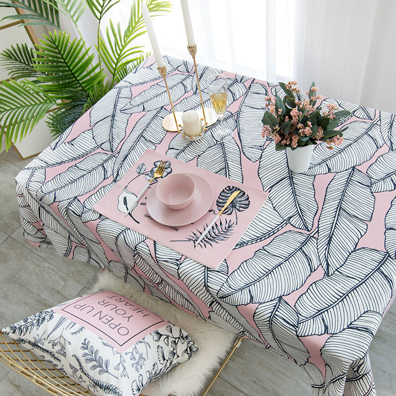 ZanUk Ins Nordic Advanced Grey plant floral table cloth Rectangular Tea Table Cloth Waterproof Round Table Tablecu