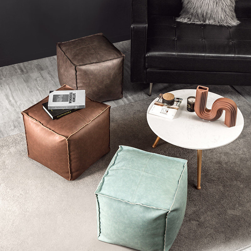 Living room leather sitting pier lazy sitting pier leather stool sitting pier living room coffee table sitting pier Nordic minimalist home sofa pier