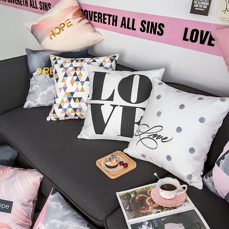 Ins Nordic pillow case core powder color high-grade gray girl double-sided pillow American net red lunch break pillow sofa