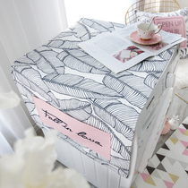 ins premium gray washing machine cover scarf Nordic pink flower refrigerator multi-purpose cover fabric rectangular coffee table towel