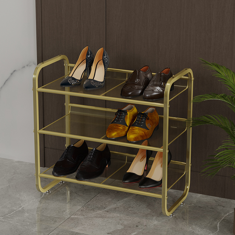 Nordic mini shoe rack home entry space saving door simple small shoe cabinet metal light luxury small narrow shoe rack