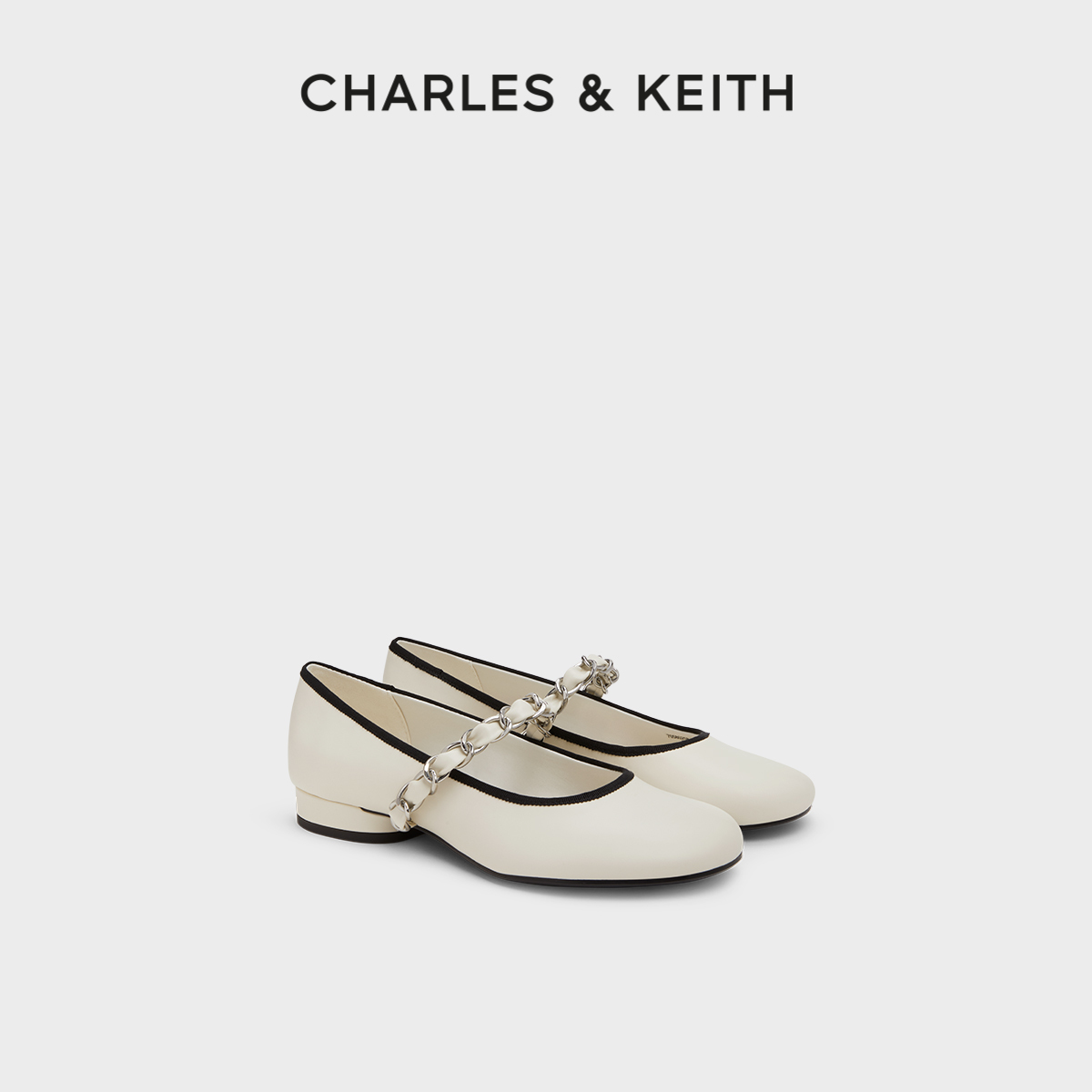 CHARLES&amp;KEITH25年夏新作 CK1-70580258 フラットラウンドヘッド チェーンストラップ メリージェーンシューズ