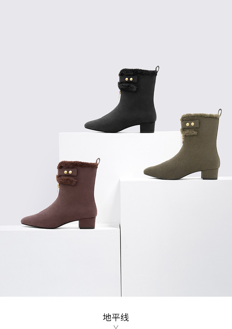 CHARLES&KEITH 加绒保暖 女式及踝靴 短靴 天猫优惠券折后￥179包邮（￥199-20）3色可选