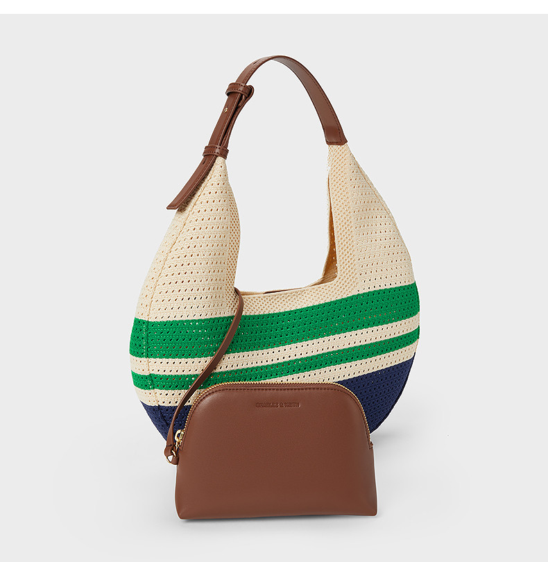 Charles&keith, летняя вместительная и большая портативная квантовая лампа, плетеная сумка подмышку, сумка через плечо                       