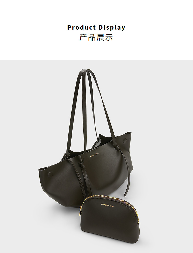 Сумка charles&keith夏季女包ck2-30671662柔软褶皱大容量子母托 托特包女 &