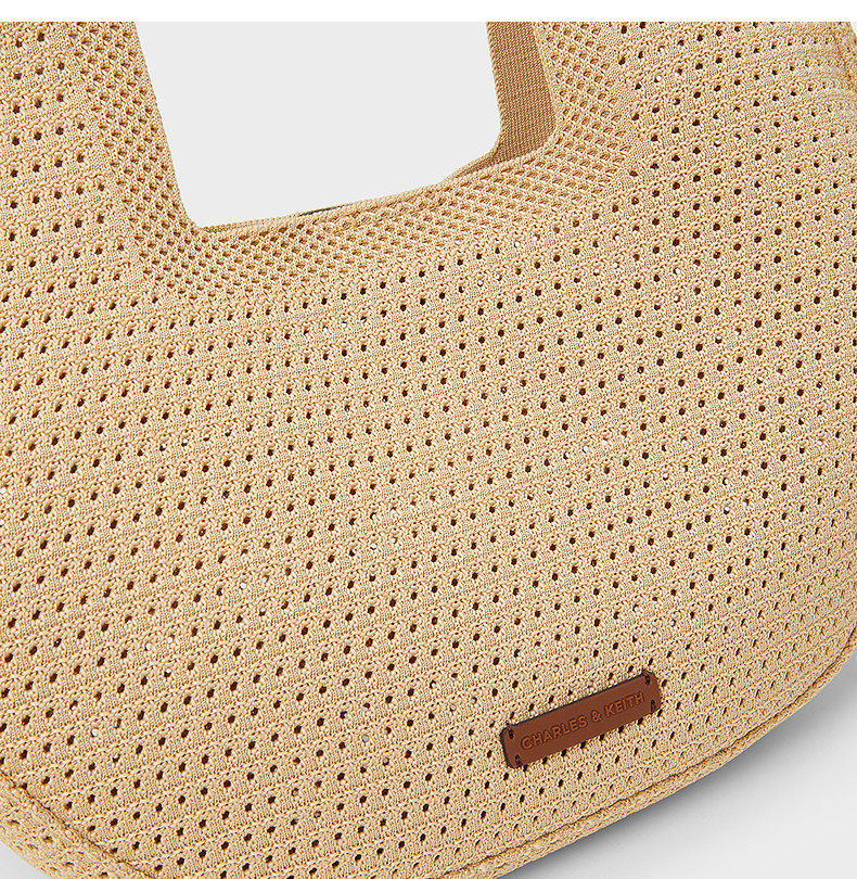 Charles&keith, летняя вместительная и большая портативная квантовая лампа, плетеная сумка подмышку, сумка через плечо                       