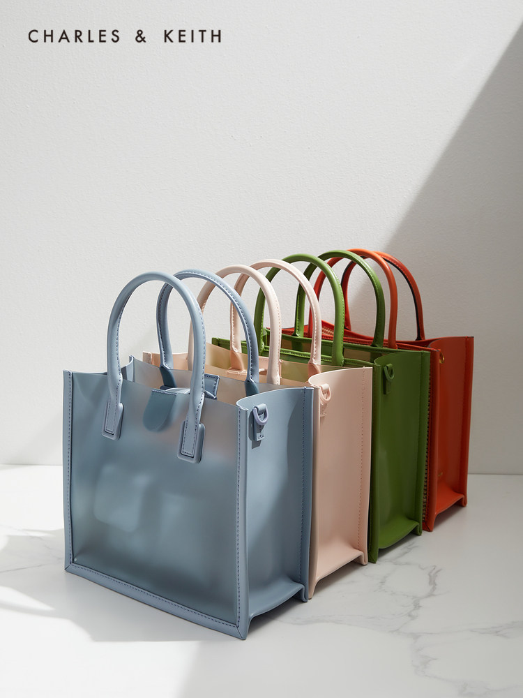 CHARLES & KEITH spring and summer women's bag CK2-30671236 transparent large capacity shoulder portable mother-in-law bag