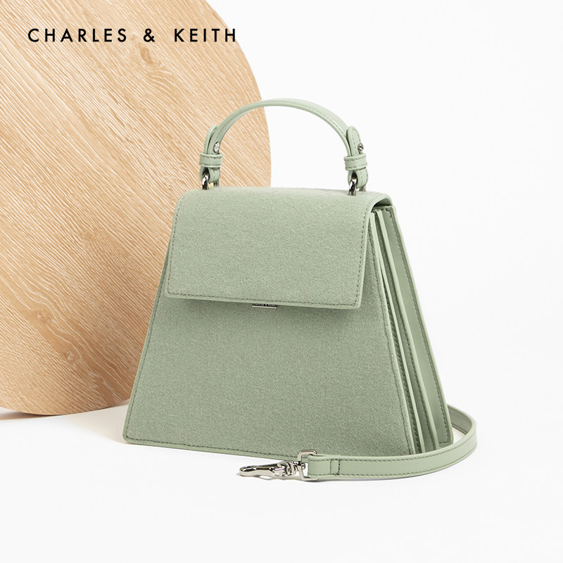 CHARLES & KEITH women's bag CK2-50780987 trapezoidal flap tote shoulder bag women