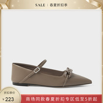 CHARLES & KEITH 2021 SPRING summer discount CK1-70900261 thick chain ornament pointed flat shoes women