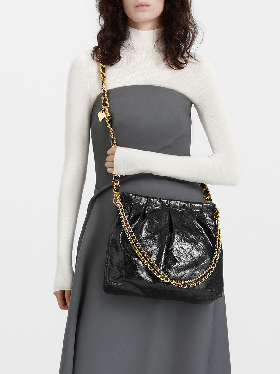 Charles & Keith Autumn Women's Bag Ck2-40671449 Large Capacity Shoulder Tote Bag Hobo Bag Wedding Bag for Women