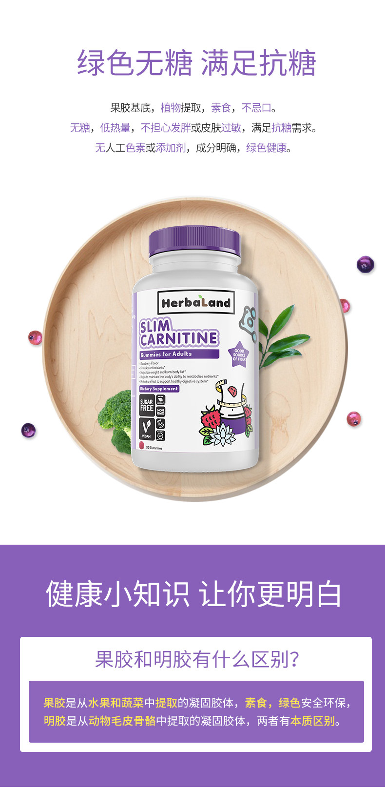 疑似bug价 加拿大进口 Herbaland 成人左旋肉碱高纤软糖 90粒 图7