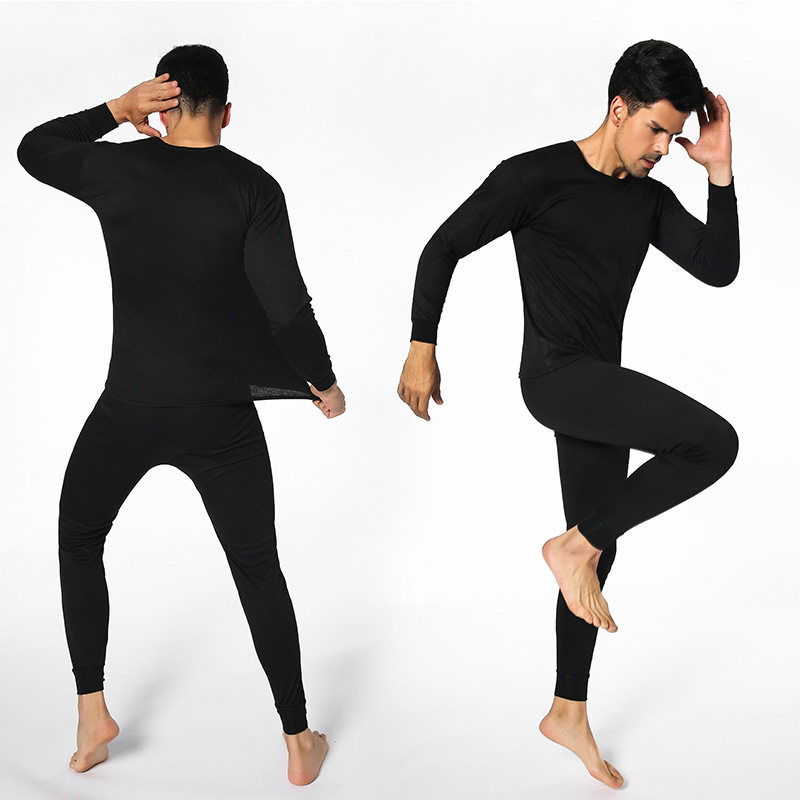 Better middle-aged men's thermal underwear round neck suit solid color thin section slim bottoming long johns long johns saliva