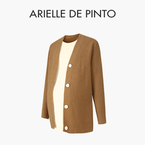 French ARIELLE DE PINTO maternity wear spring style outer wear versatile contrasting color splicing slimming sweater