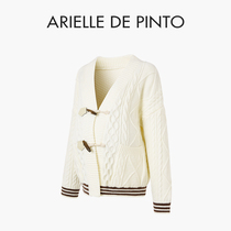 French ARIELLE DE PINTO maternity wear spring loose style knitted horn button sweater jacket